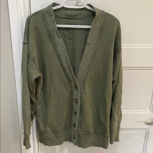 Olive Green Button-Up Cardigan